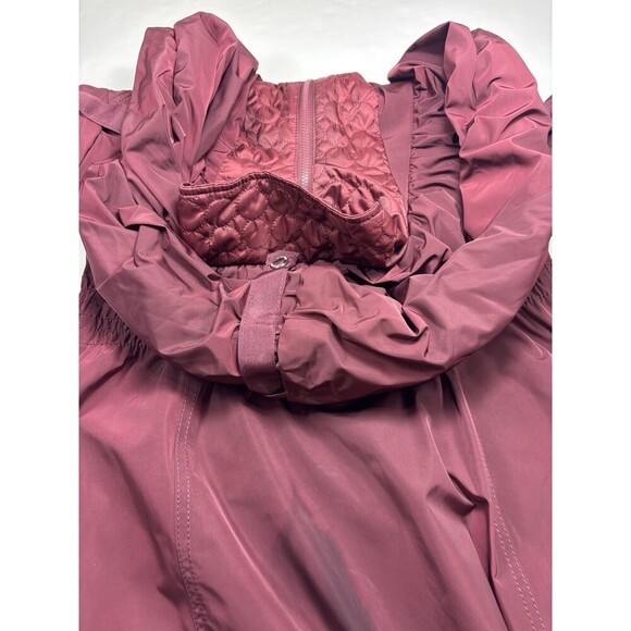 Laundry by Shelli Segal Parka Coat Jacket Burgundy Medium Hooded Quilted - Picture 13 of 16